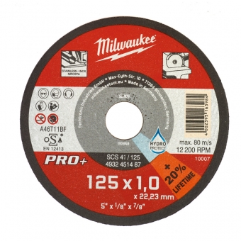 ОТРЕЗНОЙ ДИСК ПО МЕТАЛЛУ MILWAUKEE  125 X 1 X 22.23 ММ