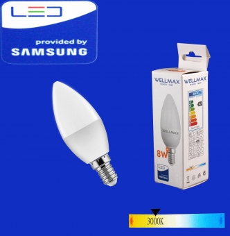 Էլ.լամպ LED Wellmax 8W warm white (C37 E14 3000K) 